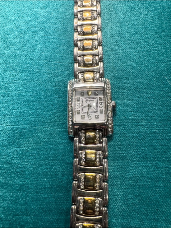 Brighton Jewelry - Brighton Two-Tone Silver and Gold Bracelet Watch with Crystal Accents
